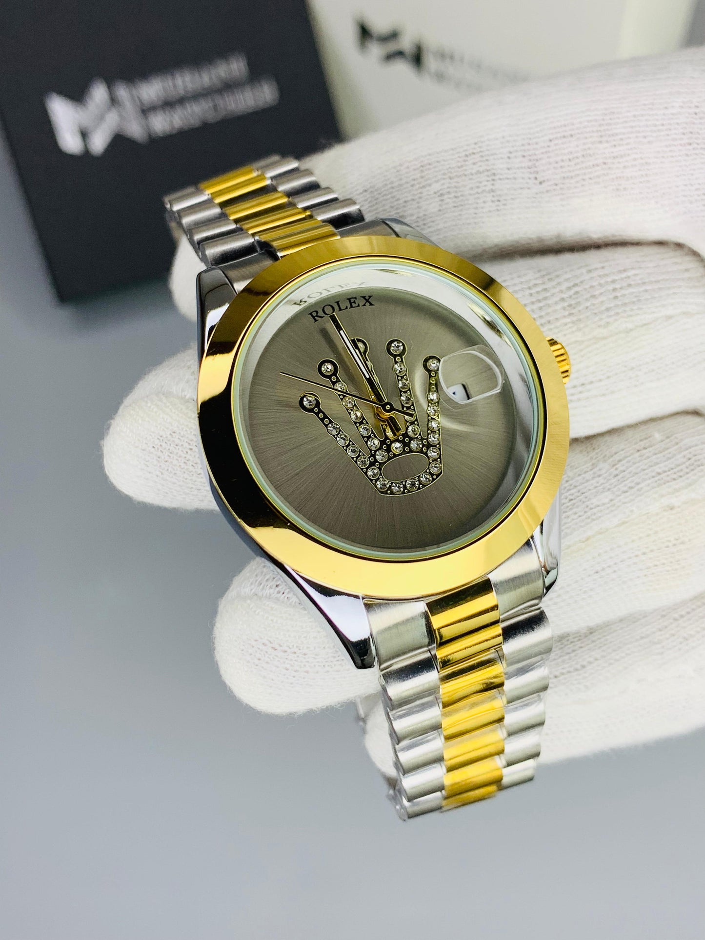 Crown Model (Two Tone Silver Dial)